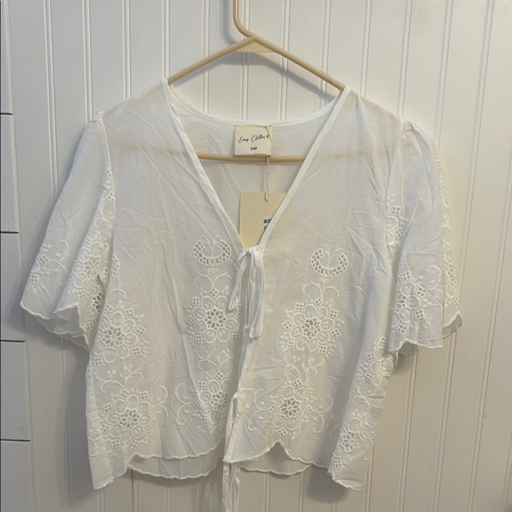 White Tie Front Blouse